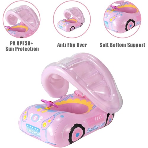 Σωσίβιο Swimtrainer με Σκίαστρο Ροζ Inflatable Aircraft Yacht 115*100cm 3+ - Ροζ