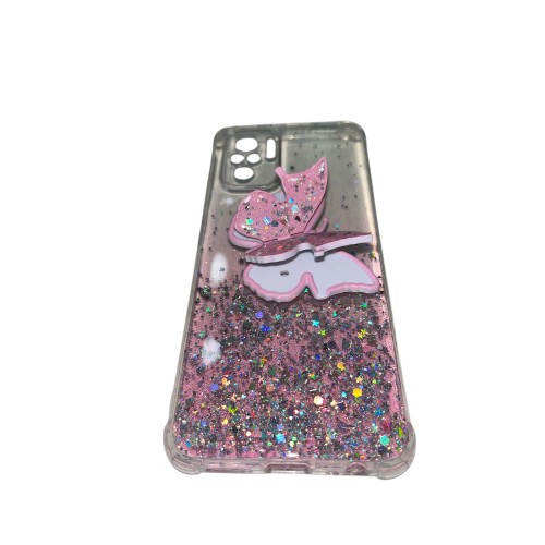 Θήκη Κινητού Glitter Pink Butterfly για Xiaomi Redmi Note 10S/ 10 4G/ Poco M5S