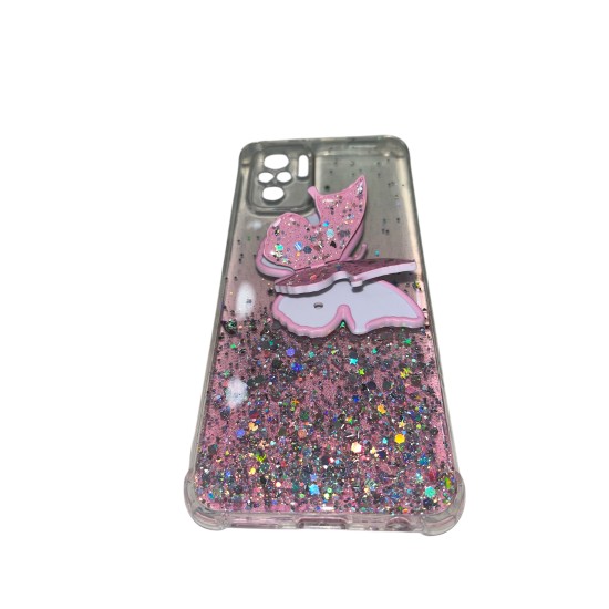 Θήκη Κινητού Glitter Pink Butterfly για Xiaomi Redmi Note 10S/ 10 4G/ Poco M5S