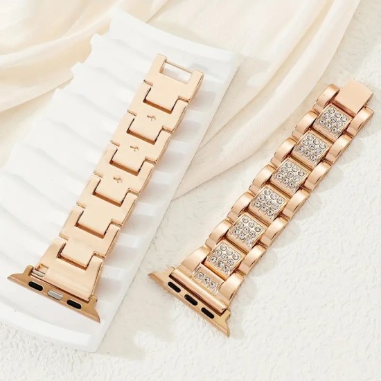 Λουράκι Μπρασελές με Strass Watchband for 42/44/45mm Gold
