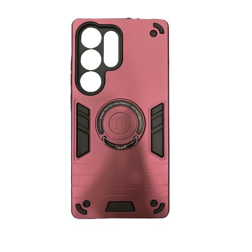 Galaxy S25 Ultra HYBRID SHOCKPROOF ARMOR CASE METAL ROTATING RING CAR MOUNT HOLDER Μπορντό (OEM)