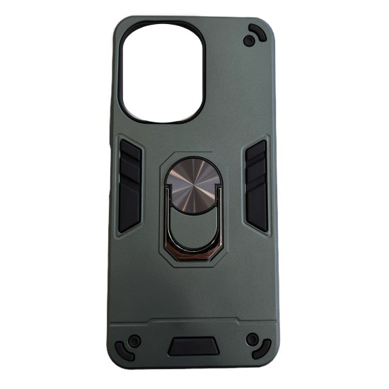 Poco C65 Hybrid Shockproof Armor Case Metal Rotating Ring Car Mount Holder Πράσινο (oem)