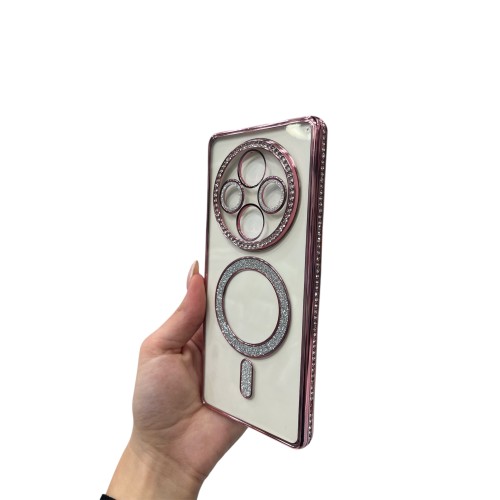 Luxury Magsafe Strass and Glitter Case Redmi 14C Ροζ