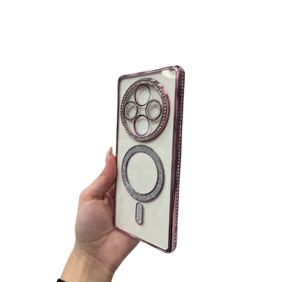 Luxury Magsafe Strass and Glitter Case Redmi 14C Ροζ