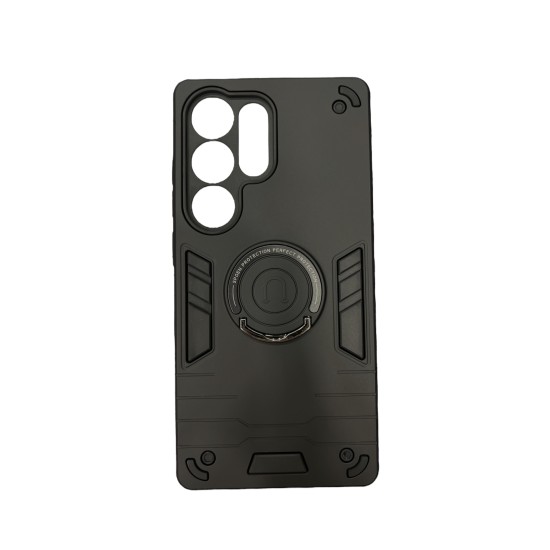 Galaxy S25 Ultra HYBRID SHOCKPROOF ARMOR CASE METAL ROTATING RING CAR MOUNT HOLDER BLACK (OEM)