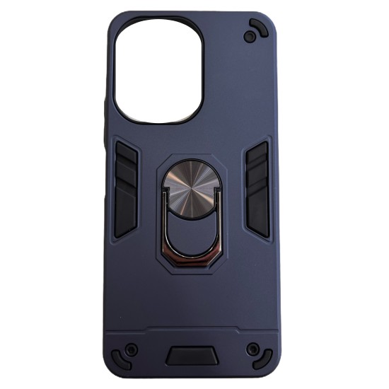 Poco C65 Hybrid Shockproof Armor Case Metal Rotating Ring Car Mount Holder Μπλε (oem)