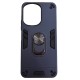 Poco C65 Hybrid Shockproof Armor Case Metal Rotating Ring Car Mount Holder Μπλε (oem)