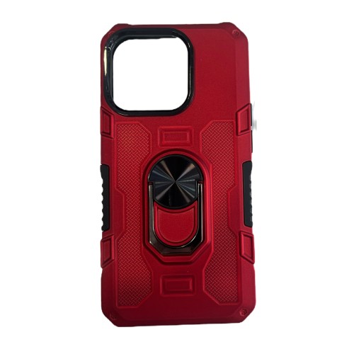 iPhone 15 Pro Hybrid Shockproof Armor Case Rotating Ring Car Mount Holder Red (oem)
