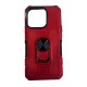 iPhone 15 Hybrid Shockproof Armor Case Rotating Ring Car Mount Holder Red (oem)