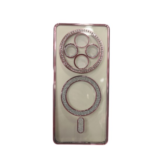 Luxury Magsafe Strass and Glitter Case Redmi 14C Ροζ Luxury Magsafe Strass and Glitter Case Redmi 14C Ροζ