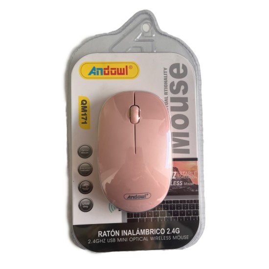 Andowl 2.4G Wireless Optical Mouse QM171 - Ροζ