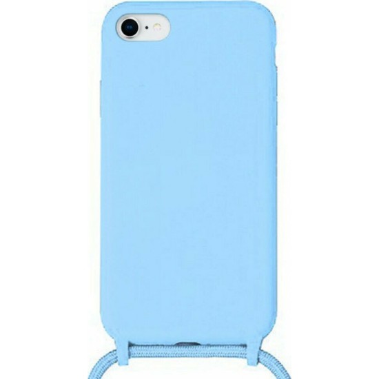 OEM Cord Silicone Case Γαλάζια Θήκη Για Apple iPhone 7 / 8 / Se 2020 Με Λουράκι Γαλάζιο