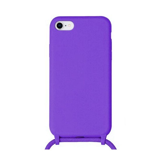 OEM Cord Silicone Case Γαλάζια Θήκη Για Apple iPhone 7 / 8 / Se 2020 Με Λουράκι Μωβ