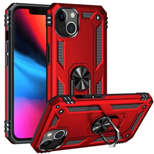 Iphone 13 Hybrid Shockproof Armor Case Metal Rotating Ring Car Mount Holder Red (oem) Iphone 13 Hybrid Shockproof Armor Case Metal Rotating Ring Car Mount Holder Red (oem)