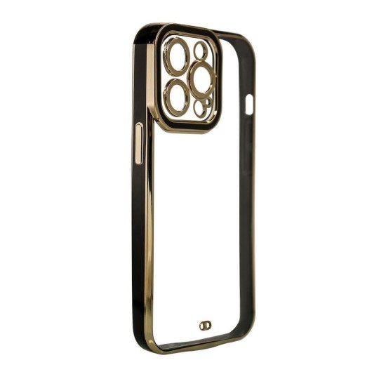 Fashion Gold Frame Back Cover Σιλικόνης Μαύρο (iPhone 16 Pro)