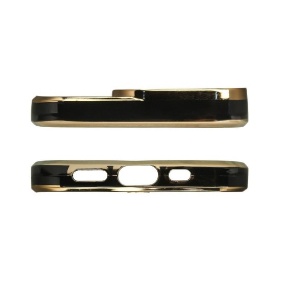 Fashion Gold Frame Back Cover Σιλικόνης Μαύρο (iPhone 16 Pro)