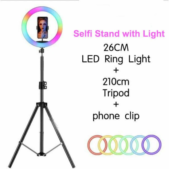 RGB Ring Light MJ30 30.48cm με Τρίποδο Δαπέδου και Βάση για Κινητό
