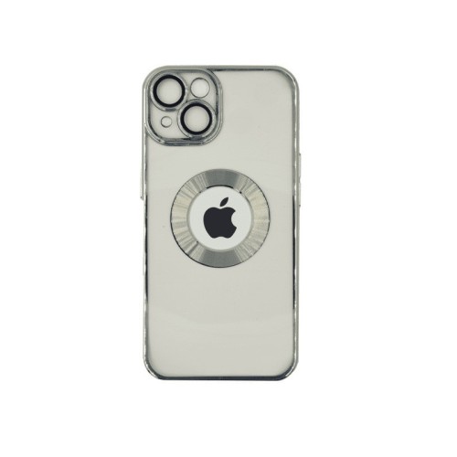 Electroplated Clear Case With Logo Ring For iPhone 13 Transparent / Silver
