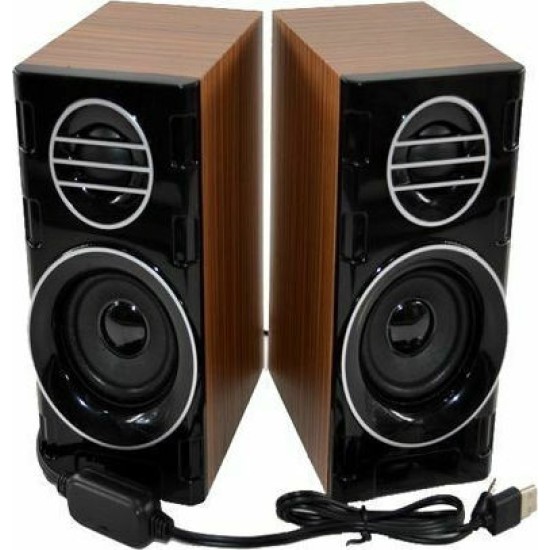 FT-2031 Ηχεία Υπολογιστή 2.0 με Ισχύ 6W σε Καφέ Χρώμα FT-2031 Ηχεία Υπολογιστή 2.0 με Ισχύ 6W σε Καφέ Χρώμα