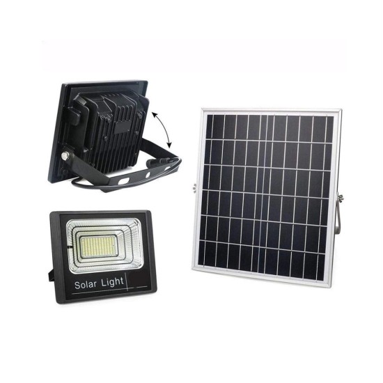 Jortan Στεγανός Ηλιακός Προβολέας LED 50W Ψυχρό Λευκό 6500K με Τηλεχειριστήριο IP66