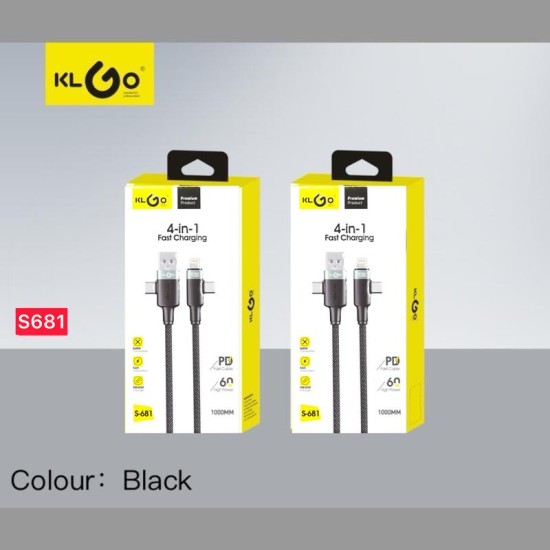 KLGO TYPE-C IPHONE 4in1 CABLE 1M S681