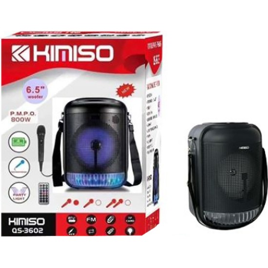 Σύστημα Karaoke με Ενσύρματα Μικρόφωνα Kimiso QS-3602 800W σε Μαύρο Χρώμα