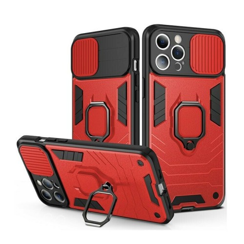Sliding Camera Cover Σκληρή Θήκη με Δαχτυλίδι Red (Apple iPhone 13 Pro)
