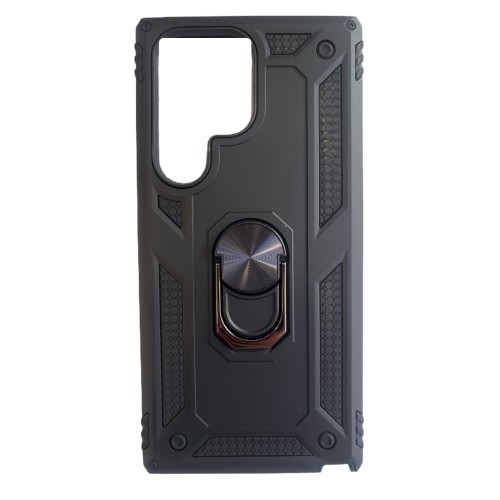 Θήκη Anti Fall for Samsung Galaxy S23 Ultra 5G back over magnetic holder ring - Μαύρη Θήκη πλάτης Σιλικόνη & Σκληρό πλαστικό