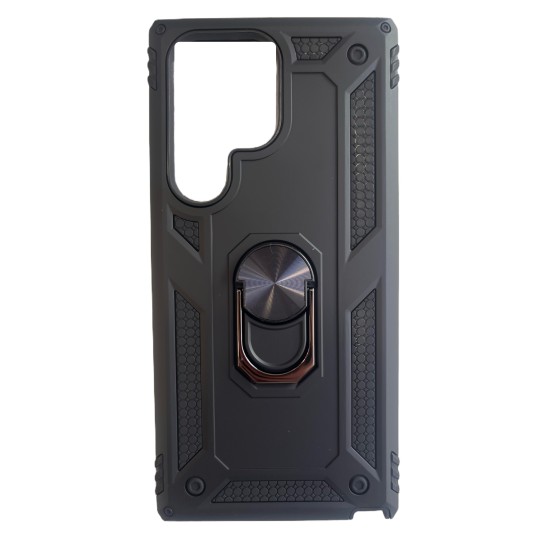Θήκη Anti Fall for Samsung Galaxy S23 Ultra 5G back over magnetic holder ring - Μαύρη Θήκη πλάτης Σιλικόνη & Σκληρό πλαστικό