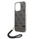Sponsored Guess iPhone 14 Pro Print Strap Σκληρή Θήκη με Πλαίσιο Σιλικόνης και Λουράκι - Black - GUOHCP14LH4STK