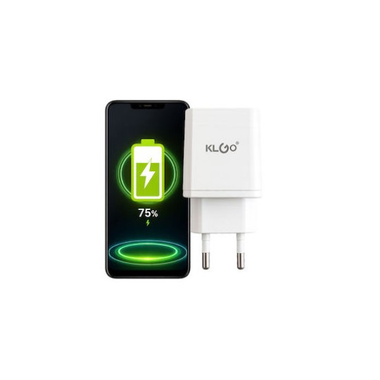 KLGO Φορτιστής με Θύρα USB-A και Θύρα USB-C και Καλώδιο USB-C - USB-C 35W Power Delivery Λευκός (PD-22) KLGO Φορτιστής με Θύρα USB-A και Θύρα USB-C και Καλώδιο USB-C - USB-C 35W Power Delivery Λευκός (PD-22)