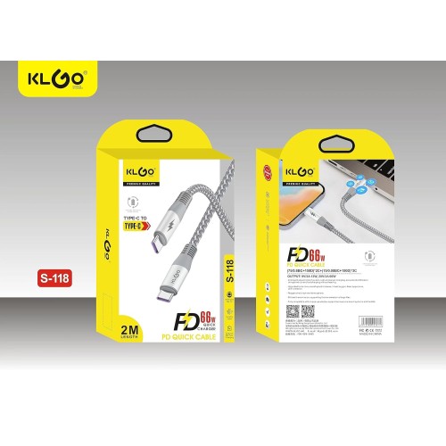 KLGO High Power Fast Charging Data Cable - Black KLGO High Power Fast Charging Data Cable - Black