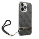 Sponsored Guess iPhone 14 Pro Print Strap Σκληρή Θήκη με Πλαίσιο Σιλικόνης και Λουράκι - Black - GUOHCP14LH4STK