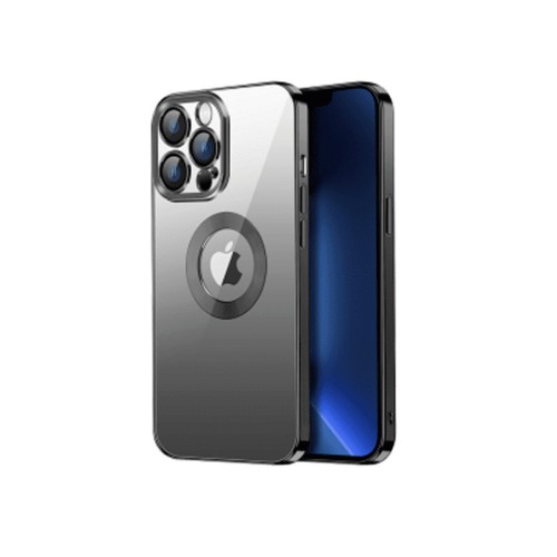Electroplated Clear Case With Logo Ring For iPhone 14 Pro Max Transparent / Black