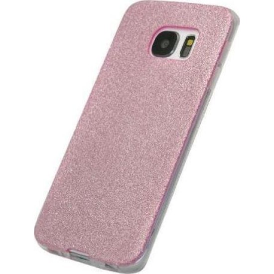  OEM Θήκη Σιλικόνης με Glitter για Galaxy S7 Edge ροζ