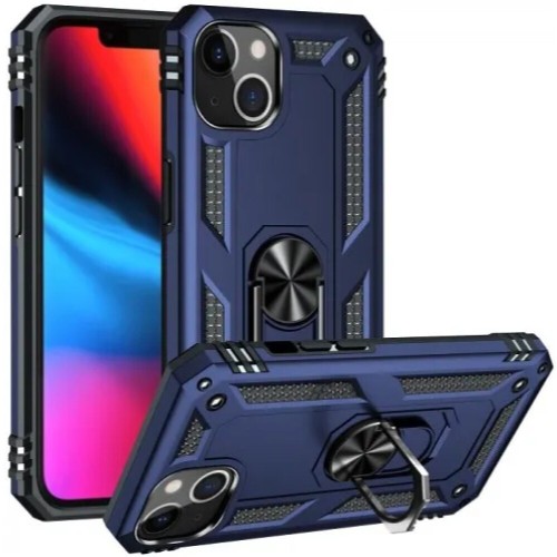 Hybrid Shockproof Armor Case With Rotating Ring για iPhone 13 - Μπλε