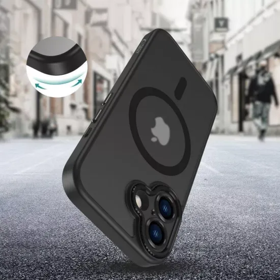 Θήκη iPhone 17 Matte Magnetic Series συμβατό με MagSafe φορτιστή, Πλάτη αντικραδασμική από Premium TPU μαύρο + ΔΩΡΟ ΤΖΑΜΑΚΙ ΚΑΜΕΡΑΣ