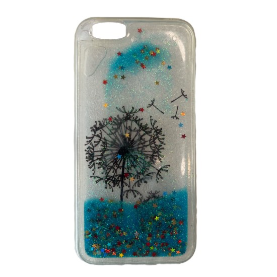 OEM Θήκη Σιλικόνης Με Υγρό Glitter Για Apple Iphone 6G/6S Plus Μπλε με Σχέδιο