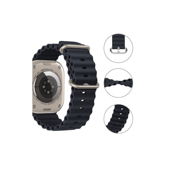 KLGO Silicone Μαύρο Λουράκι Apple Watch 42/44/45/49mm