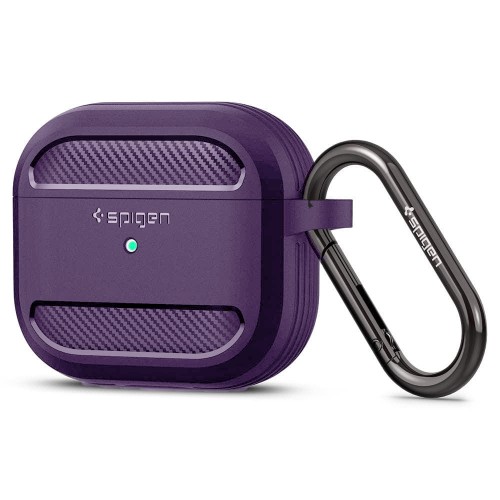 Spigen Rugged Armor Silicone Case with Keychain Purple for Apple AirPods 1/ 2 - ASD01978 Spigen Rugged Armor Silicone Case with Keychain Purple for Apple AirPods 1/ 2 - ASD01978