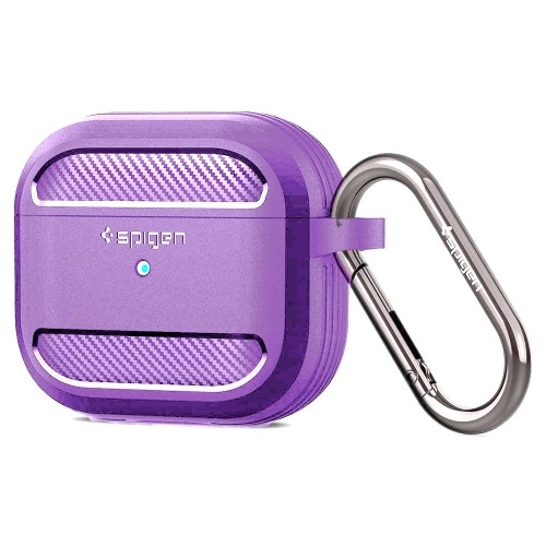Spigen Rugged Armor Silicone Case with Keychain Λιλά for Apple AirPods 1/ 2 - ASD01978 Spigen Rugged Armor Silicone Case with Keychain Λιλά for Apple AirPods 1/ 2 - ASD01978