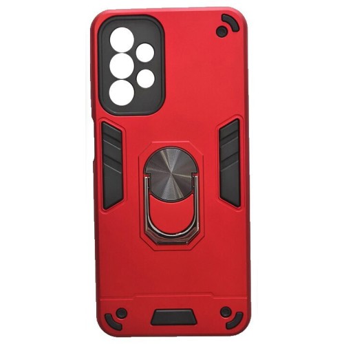 Samsung Galaxy A23 / A23 5G Hybrid Shockproof Armor Case Stand Metal Ring and Car Mount Holder Red (oem)