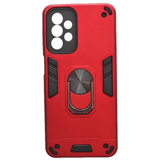 Samsung Galaxy A23 / A23 5G Hybrid Shockproof Armor Case Stand Metal Ring and Car Mount Holder Red (oem)