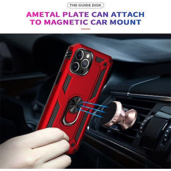 Θήκη Hybrid Shockproof Armor Case Stand Metal Ring για Galaxy A23 4G / A23 5G - Μαύρο
