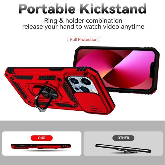 Sliding Camshield Σκληρή Θήκη με Δαχτυλίδι Red (iPhone 16 Pro Max)