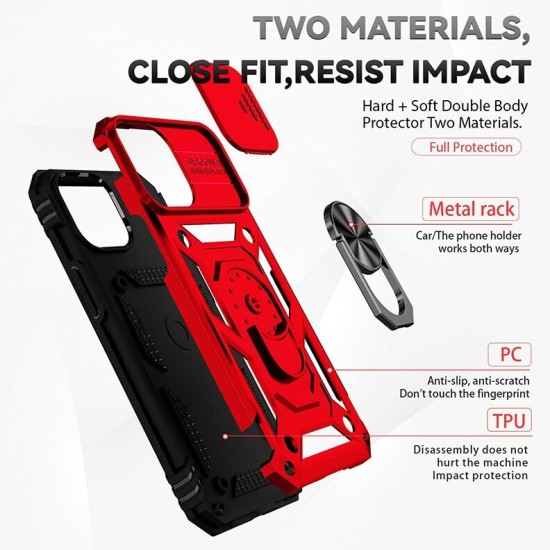 Sliding Camshield Σκληρή Θήκη με Δαχτυλίδι Red (iPhone 16 Pro Max)