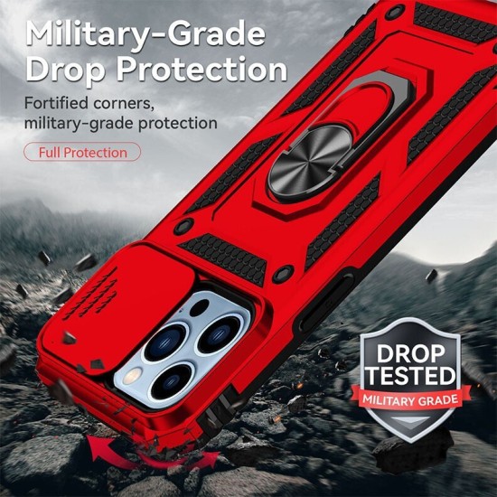 Sliding Camshield Σκληρή Θήκη με Δαχτυλίδι Red (iPhone 16 Pro Max)