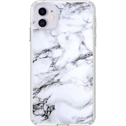 Marble Back Cover Σιλικόνης Λευκό (Iphone 11)