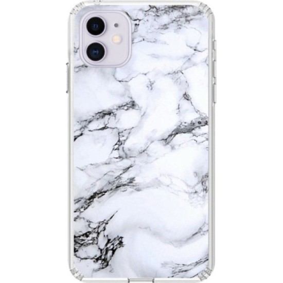 Marble Back Cover Σιλικόνης Λευκό (Iphone 11)