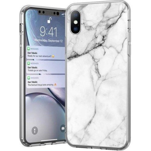 Marble Back Cover Σιλικόνης Λευκό (Iphone 11)